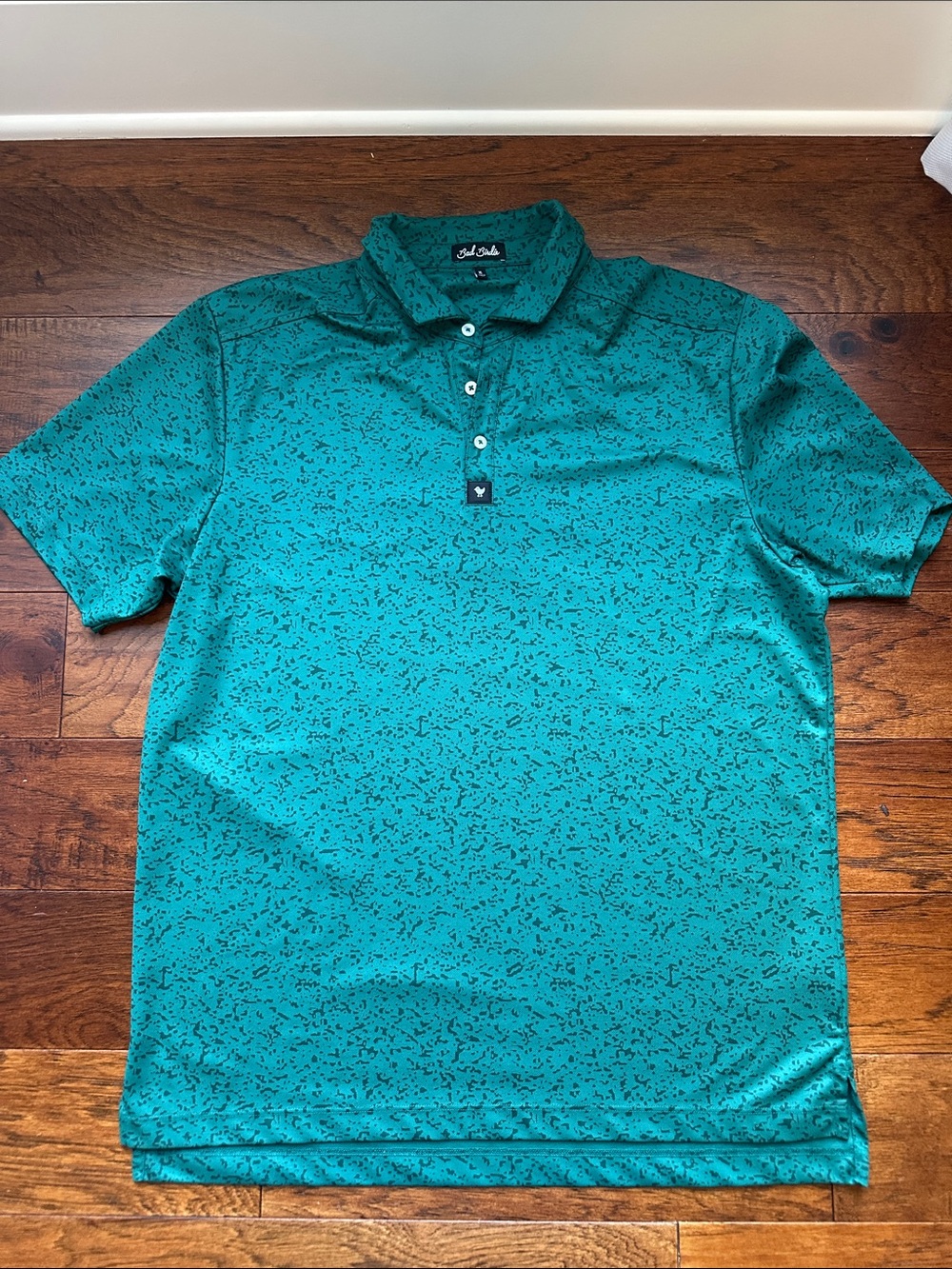 Bad Birdie Teal Green Printed Polo